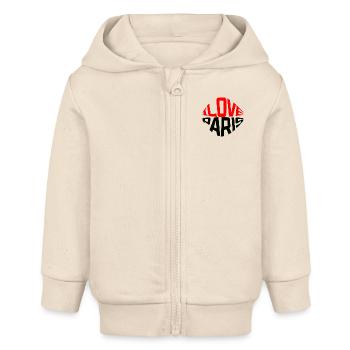 J’aime Paris, la ville de l’amour - Veste à capuche bébé bio Stanley/Stella - écru doux - Devant