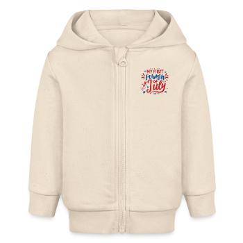 My First Fourth of July Independence Day Amerika - Baby Organic Kapuzenjacke Baby Connector von Stanley/Stella - Natur - Vorne