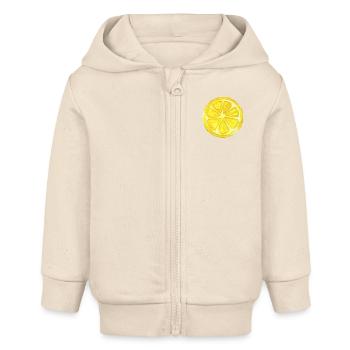 Tranche de citron - Veste à capuche bébé bio Stanley/Stella - écru doux - Devant