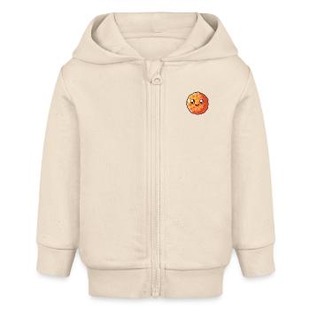 Süßes Fröhliches Fleischbällchen mit Gesicht - Baby Organic Kapuzenjacke Baby Connector von Stanley/Stella - Natur - Vorne
