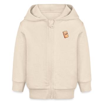 Barre croustillante dessin animé - Veste à capuche bébé bio Stanley/Stella - écru doux - Devant