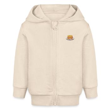 Fröhlicher Pfannkuchenstapel auf Teller im Cartoon - Baby Organic Kapuzenjacke Baby Connector von Stanley/Stella - Natur - Vorne