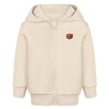 Süßer Brownie Charakter im Cartoon-Stil - Baby Organic Kapuzenjacke Baby Connector von Stanley/Stella - Natur - Vorne