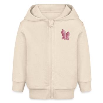Rose cristal - Veste à capuche bébé bio Stanley/Stella - écru doux - Devant