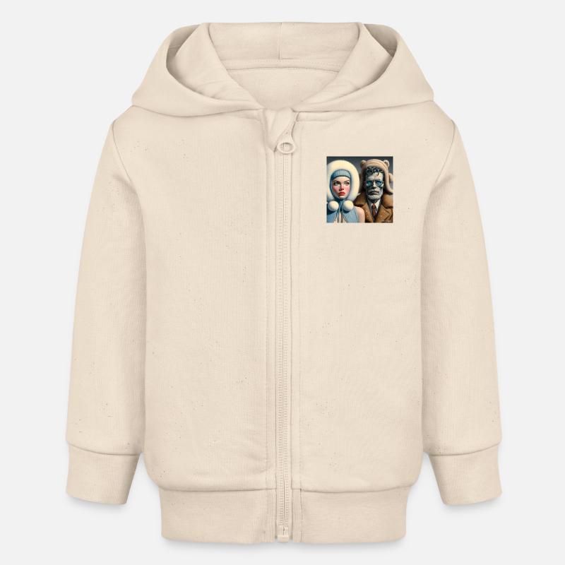 froid! - Veste à capuche bébé bio Stanley/Stella - écru doux