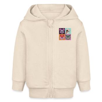 Pop-art Schwan Maus Eichhörnchen Eule Smile - Baby Organic Kapuzenjacke Baby Connector von Stanley/Stella - Natur - Vorne
