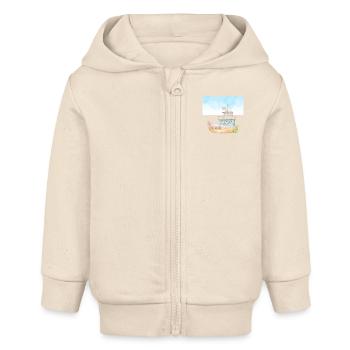 Tugboat Watercolour Illustration - Baby Organic Zip-up Hoodie by Stanley/Stella - soft Ecru - Front