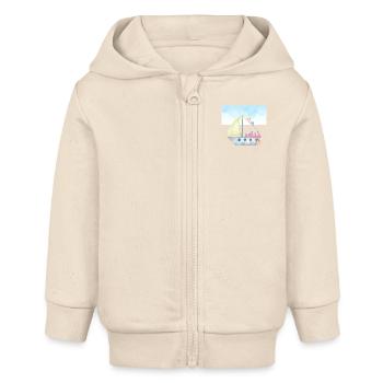 Watercolour Sailboat Illustration - Nautical Theme - Baby Organic Zip-up Hoodie by Stanley/Stella - soft Ecru - Front