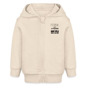 Sometimes I wonder if my bike gift t-shirt - Baby Organic Zip-up Hoodie by Stanley/Stella - soft Ecru - Front