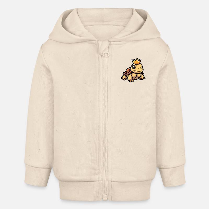 Tortue Cartoon Couronne - Veste à capuche bébé bio Stanley/Stella - écru doux
