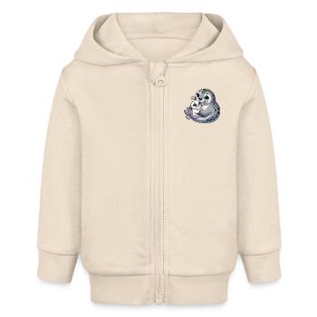 Mère phoque avec enfant - Veste à capuche bébé bio Stanley/Stella - écru doux - Devant