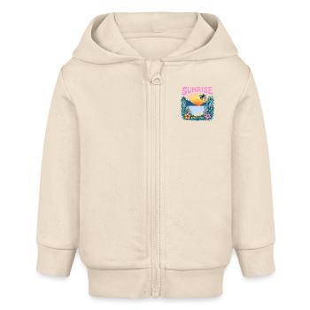 Design rétro vintage : Lever du soleil paix et amour - Veste à capuche bébé bio Stanley/Stella - écru doux - Devant