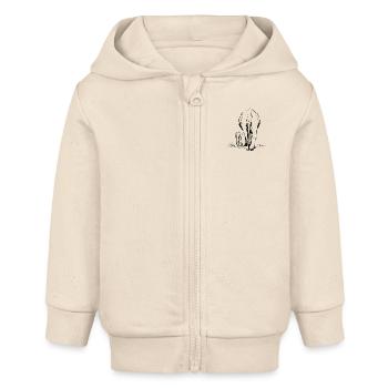 Deux éléphants - Veste à capuche bébé bio Stanley/Stella - écru doux - Devant