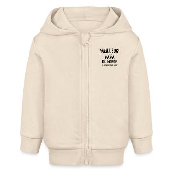 World's Best Dad, Father's Day Gift - Baby Organic Zip-up Hoodie by Stanley/Stella - soft Ecru - Front