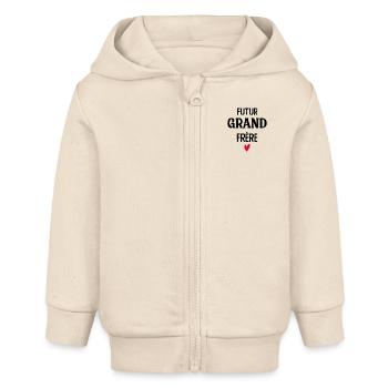 Futur grand frère - annonce futur grand frère - Veste à capuche bébé bio Stanley/Stella - écru doux - Devant