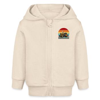 Oldtimer-Traktor - Baby Organic Kapuzenjacke Baby Connector von Stanley/Stella - Natur - Vorne