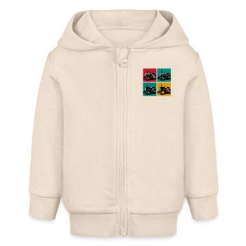 Retro-Oldtimer-Traktor - Baby Organic Kapuzenjacke Baby Connector von Stanley/Stella - Natur - Vorne