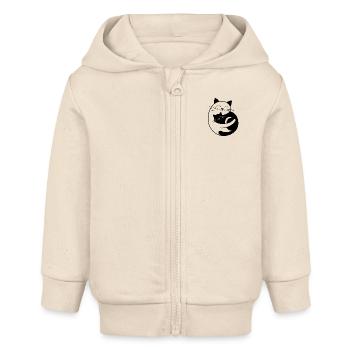 Weiße Katze & Schwarze Katze - Baby Organic Kapuzenjacke Baby Connector von Stanley/Stella - Natur - Vorne