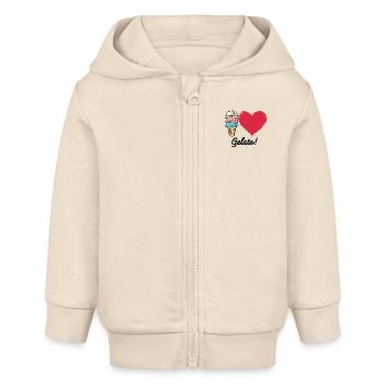I Love Gelato - Baby Organic Kapuzenjacke Baby Connector von Stanley/Stella - Natur - Vorne