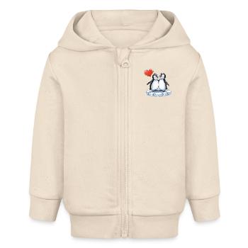 Style BD Pingouin En Couple Amoureux - Veste à capuche bébé bio Stanley/Stella - écru doux - Devant