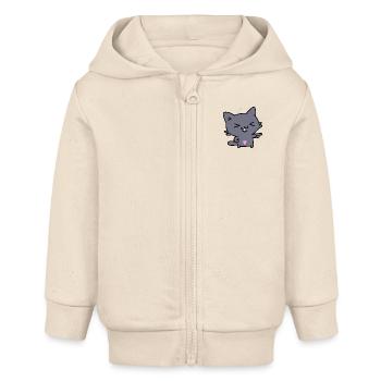 Katze - Baby Organic Kapuzenjacke Baby Connector von Stanley/Stella - Natur - Vorne