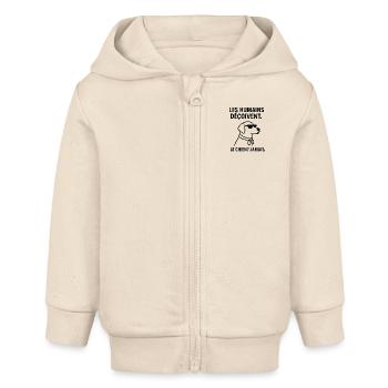 Humans disappoint, the dog? never - Baby Organic Zip-up Hoodie by Stanley/Stella - soft Ecru - Front