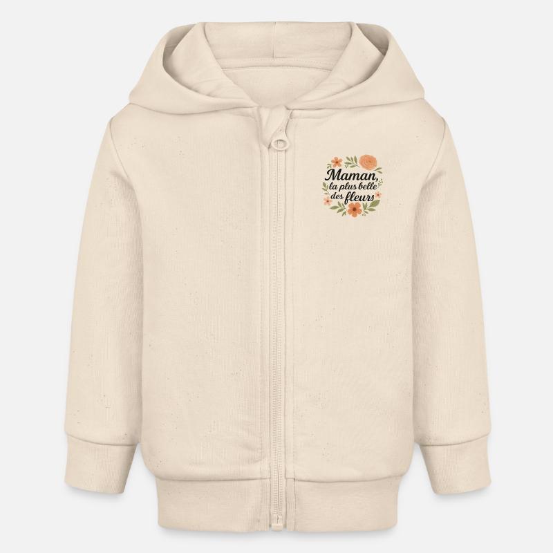 Maman, la plus belle des fleurs - Veste à capuche bébé bio Stanley/Stella - écru doux