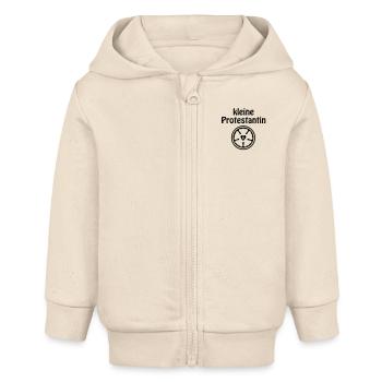 Kleine Protestantin - Baby Organic Kapuzenjacke Baby Connector von Stanley/Stella - Natur - Vorne
