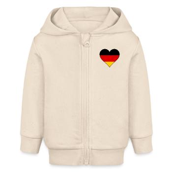 Deutschland Herz Nationalfarben - Baby Organic Kapuzenjacke Baby Connector von Stanley/Stella - Natur - Vorne