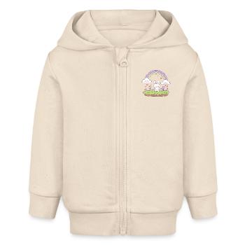 Süßer Hase unter einem Regenbogen - Baby Organic Kapuzenjacke Baby Connector von Stanley/Stella - Natur - Vorne