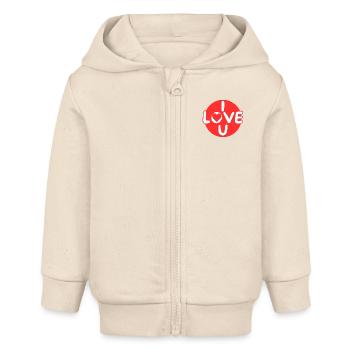 déclaration d'amour pour couple - Veste à capuche bébé bio Stanley/Stella - écru doux - Devant