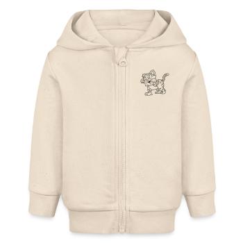 Tigre mignon, coloriage pour les enfants - Veste à capuche bébé bio Stanley/Stella - écru doux - Devant