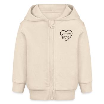 t Cow Farmer Heartbeat - Baby Organic Zip-up Hoodie by Stanley/Stella - soft Ecru - Front