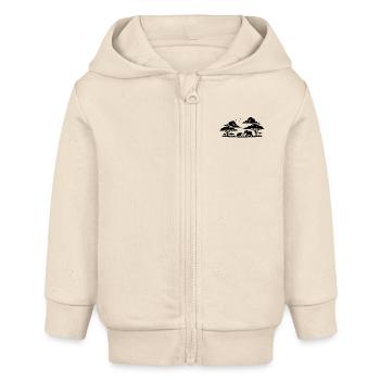 Ruhige Savannenszene mit Elefanten und Akazien - Baby Organic Kapuzenjacke Baby Connector von Stanley/Stella - Natur - Vorne