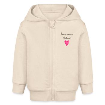 bonnes vacances maîtresse cadeau de fin d'année - Veste à capuche bébé bio Stanley/Stella - écru doux - Devant