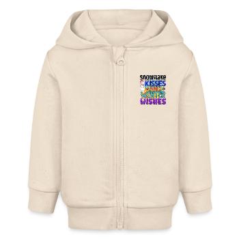 Snowflake kisses and winter wishes - Baby Organic Zip-up Hoodie by Stanley/Stella - soft Ecru - Front