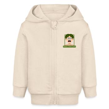 Un garçon demande de Protéger la planète terre - Veste à capuche bébé bio Stanley/Stella - écru doux - Devant