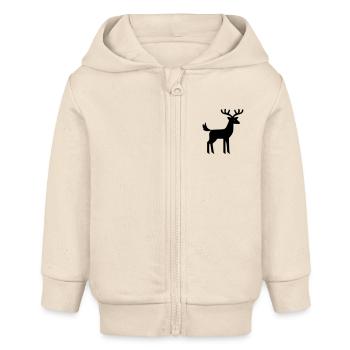Cerf - Veste à capuche bébé bio Stanley/Stella - écru doux - Devant
