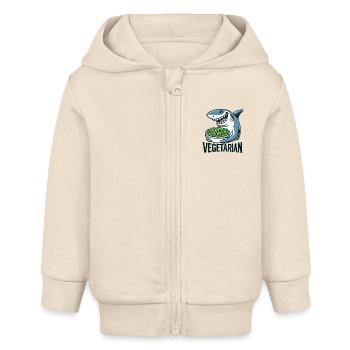Vegetarian shark - Baby Organic Zip-up Hoodie by Stanley/Stella - soft Ecru - Front