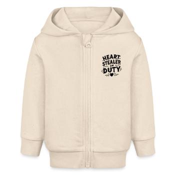 Herzdieb im Einsatz - Baby Organic Kapuzenjacke Baby Connector von Stanley/Stella - Natur - Vorne