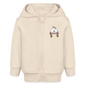 2 colombes oiseaux deux amis sat paire de câbles - Veste à capuche bébé bio Stanley/Stella - écru doux - Devant
