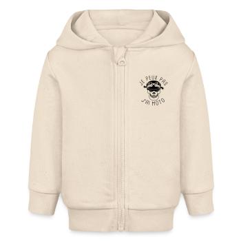 je peux pas j'ai moto - Veste à capuche bébé bio Stanley/Stella - écru doux - Devant