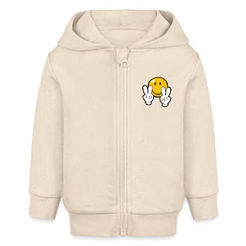 Smiley Confident - Baby Organic Zip-up Hoodie by Stanley/Stella - soft Ecru - Front