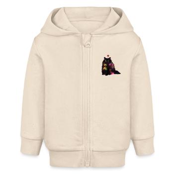 T Chat Lumières de Noël - Veste à capuche bébé bio Stanley/Stella - écru doux - Devant