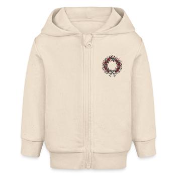 Christmas Wreath Vintage - Baby Organic Zip-up Hoodie by Stanley/Stella - soft Ecru - Front