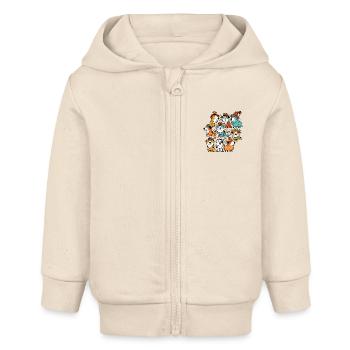 Herding dogs with style and hat - Baby Organic Zip-up Hoodie by Stanley/Stella - soft Ecru - Front