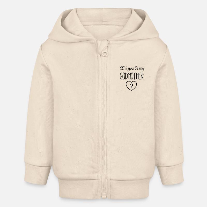 Serez-vous ma marraine? - Veste à capuche bébé bio Stanley/Stella - écru doux