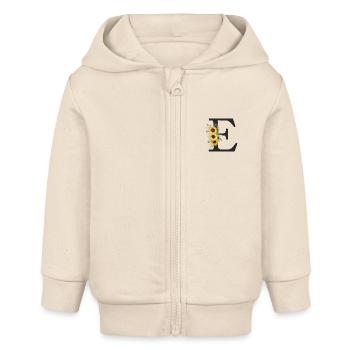 E Monogramm Sonnenblumen - Baby Organic Kapuzenjacke Baby Connector von Stanley/Stella - Natur - Vorne