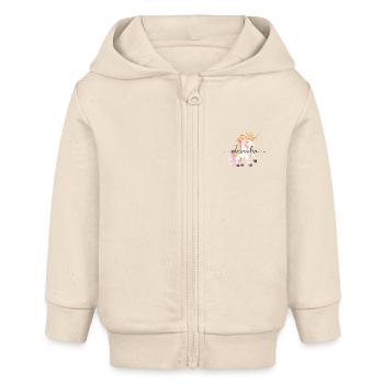 Alexandra! Design fleur de licorne, personnalisable - Veste à capuche bébé bio Stanley/Stella - écru doux - Devant