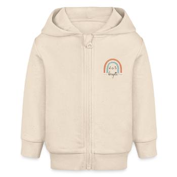Brigitte! Arc-en-ciel, personnalisable - Veste à capuche bébé bio Stanley/Stella - écru doux - Devant